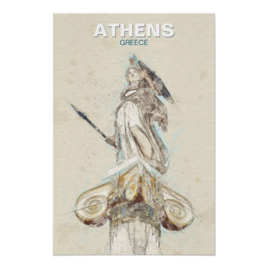 Affiche de croquis de statue d'Athéna de la Grèce (Devant)