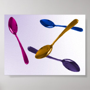 Affiche de cuillères colorées culinaires