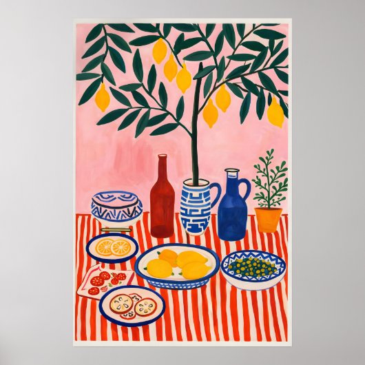 Affiche de cuisine d'arbre de citron, Méditerranée (Devant)