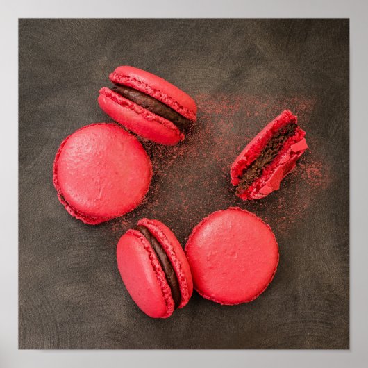 Affiche de cuisine Macarons sucrés | Macarons Roug (Devant)