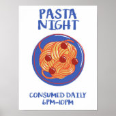Affiche de cuisine rétro Soirée Pâtes drôle  (Devant)