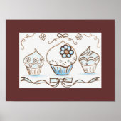 Affiche de cupcake bleu art imprimé (Devant)