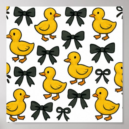 Affiche de Cute Ducks & Bows – Papier de valeur (Devant)