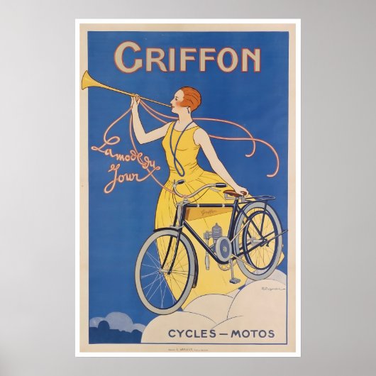 Affiche de cycles Art Griffon de cyclisme (Devant)