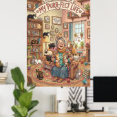 Affiche de Dame aux Chats Folle - Impression Mural (Bureau à domicile)
