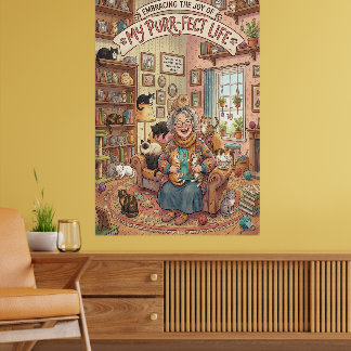 Affiche de Dame aux Chats Folle - Impression Mural