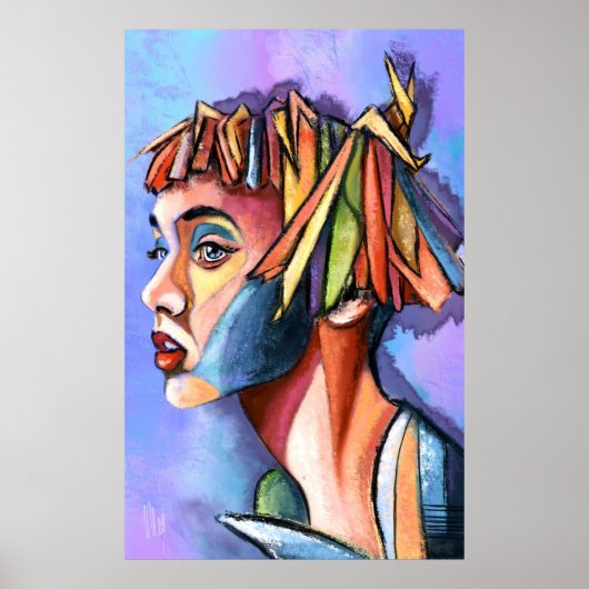 Affiche de dame d'art cubiste (Devant)
