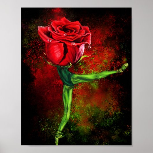 Affiche de danseuse de ballet Rose - Peinture (Devant)