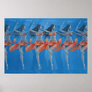 Affiche de danseuse stéréogramme 3D