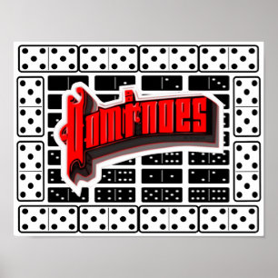 Affiche de décor de typographie de jeu de dominos