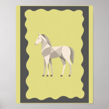 Affiche de décoration de cheval crème gris