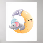 Affiche de décoration de nurserie éléphant endormi (Devant)