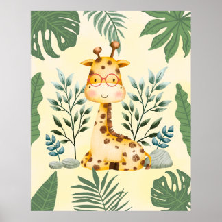 Affiche de décoration de nursery Girafe Mignon Jun