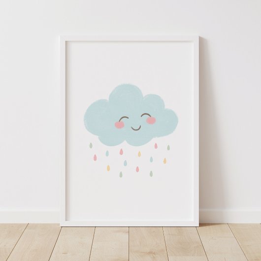 Affiche de décoration de nursery Nuage Pastel Happ