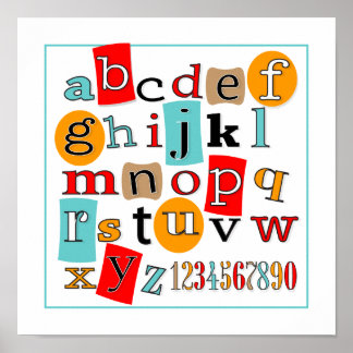 Affiche de décoration murale ABC 123 pour enfants