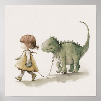 Affiche de décoration murale de dinosaure adorable