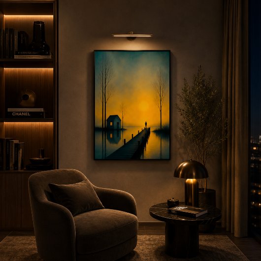 Affiche de décoration murale de lac au coucher du 