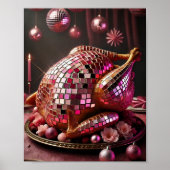 Affiche de décoration murale dino disco drôle (Devant)