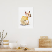 Affiche de décoration murale drôle de Bouledogue F (Cuisine)