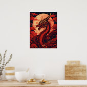 Affiche de décoration murale du dragon rouge en co (Cuisine)