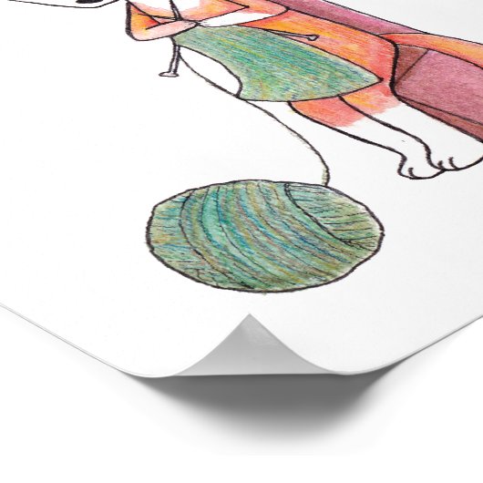 Affiche de décoration murale Fox Knitting Fox pour (Coin)