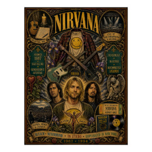 Affiche de décoration murale hommage à Kurt Cobain