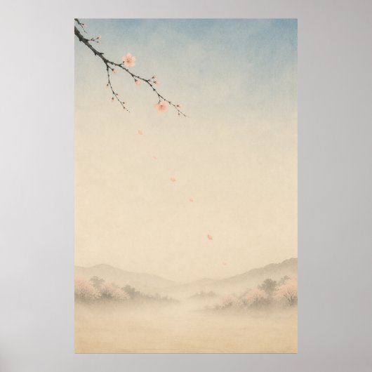 Affiche de décoration murale Japandi rivière Sakur (Devant)