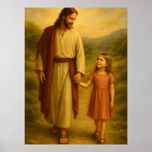 Affiche de décoration murale Jésus marchant avec u (Devant)