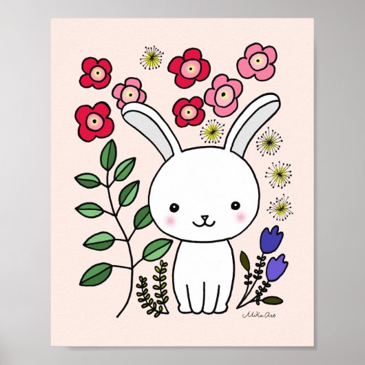 Affiche de décoration pour chambre d'enfant Lapin  (Devant)