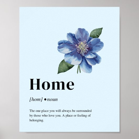 Affiche de définition de maison florale bleue Art (Devant)
