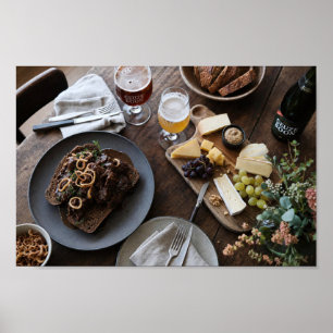 Affiche de dégustation de bière et de fromage rust