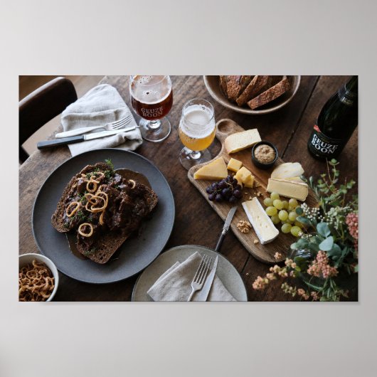 Affiche de dégustation de bière et de fromage rust (Devant)