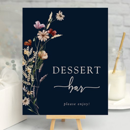 Affiche de dessert floral boho marine