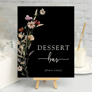 Affiche de dessert floral boho noir