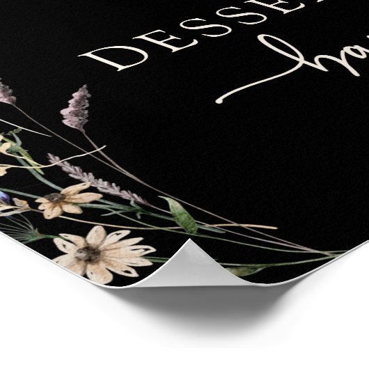 Affiche de dessert floral boho noir (Coin)