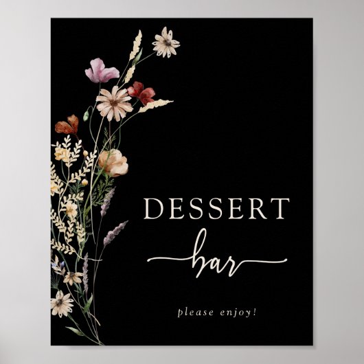 Affiche de dessert floral Boho noir (Devant)