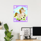Affiche de dessin animé de cheval heureux (Bureau à domicile)