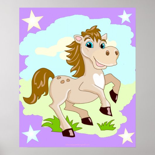 Affiche de dessin animé de cheval heureux (Devant)