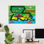 Affiche de dessin animé de Louisiane (Bureau à domicile)