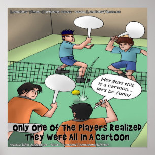 Affiche de dessin animé de tennis sans humour (en
