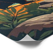 Affiche de dessin animé d'ours de style rétro et d (Coin)