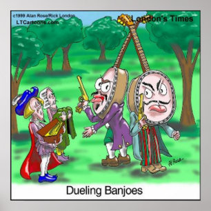 Affiche de dessin animé drôle de Banjoes en duel p