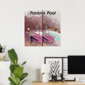 Affiche de dessin animé drôle de la piscine de Pav (Bureau à domicile)