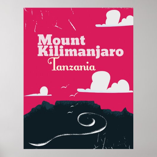 Affiche de dessin animé vintage du mont Kilimandja (Devant)