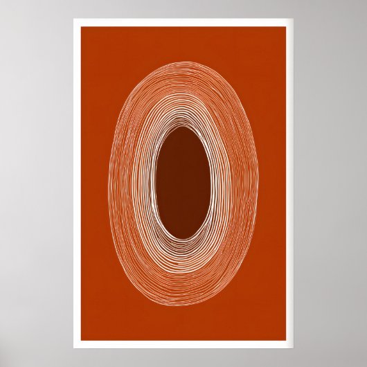 Affiche de dessin de ligne abstraite, forme ovale, (Devant)