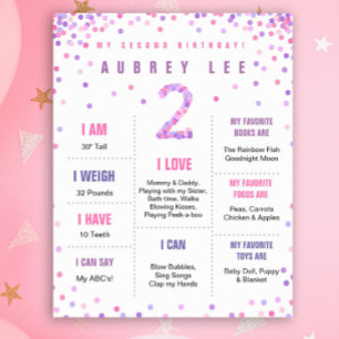 Affiche de deuxième anniversaire Rainbow Confetti