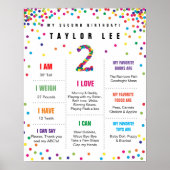 Affiche de deuxième anniversaire Rainbow Confetti (Devant)