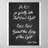 Affiche de devis inspirante - Dylan Thomas - Rage (Devant)