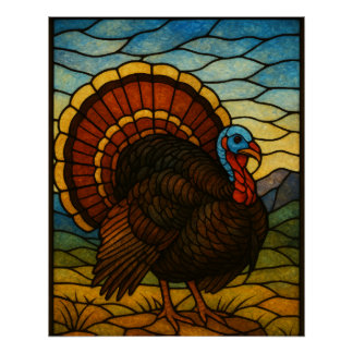Affiche de Dindon en Verre Coloré