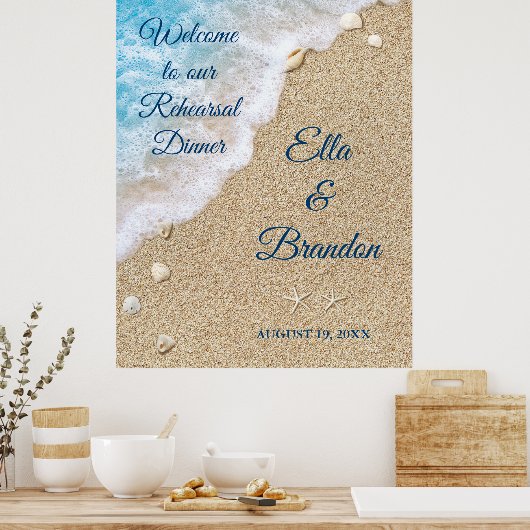 Affiche de dîner de répétition de vagues de plage (Cuisine)